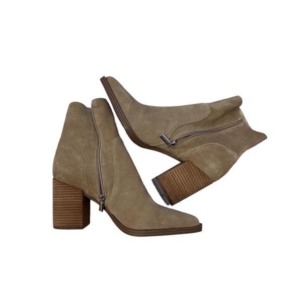 Steve Madden Janetta Suede Boots Tan Size 10 Block Heel Western Pointed Toe - Picture 8 of 10